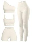 OQQ Women's 4 Piece Outfits Ribbed 