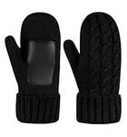 Brook + Bay Women's Cold Weather Mittens - Thick Cable Knit Fleece Lined Winter Mittens for Women - Warm Chunky Ladies Black Gloves, Black, OSFM