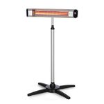 Blumfeldt Dark Wave infrared patio heater - outdoor heater, electric patio heater, 2000 W, Gold-Plated Carbon Tube, 9 Heat Settings, 24-h Timer, IP65, Touch Panel-LED Display, Silver, Standing Heater