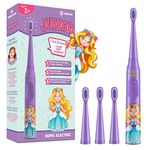 Vekkia Sonic Rechargeable Kids Electric Toothbrush, 3 Modes with Memory, Fun & Easy Cleaning, 24000 Strokes, IPX7 Waterproof, 2-Min Timer for Age 5+, 4 Soft Bristles(Purple)