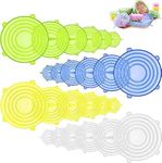 DHONI Silicone rubber lid for container, food storage cover lid, lid cover, silicone lids stretchable, Food and Bowl Covers, silicone stretch lid set of 24 - (WHITE+ BLUE+ GREEN+ YELLOW COLOUR)