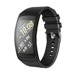 NotoCity Compatible Samsung Gear Fit 2 Band/Gear Fit 2 Pro Strap, Replacement Silicone Smartwatch Bands Compatible Samsung Gear Fit 2 Pro/Gear Fit 2 (S, BLACK)