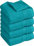 Utopia Towels 4 Pack Premium Wash Cloths Set (12 x 12 Inches) 100% Cotton Ring Spun, Highly Absorbent and Soft Feel Washcloths for Bathroom, Spa, Gym, and Face Towel (Turquoise)