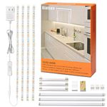 Kintion LED Under Cabinet Lighting Kit, 6.6ft White LED Strip Lights, Under Counter Lights for Kitchen, Cabinet, Shelf, Showcase, Cupboard, Mirror, Flexible LED Tape Lights, with Power Adpter