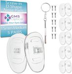 GMS Optical D Shape Screw-in Soft Silicone Eyeglass Nose Pads - Eyeglass Repair Kit with Screws and Screw Driver, Anti-Slip Nose Pads for Glasses, (5 Pair) (Medium 15mm)