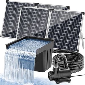 POPOSOAP Solar Pond Waterfall with 120W Solar Panel & 1600GPH Pond Pump, 10 Ft Corrugated Tubing, Filter Media, Pond Waterfall Kit for Outdoor Garden Pond, Streams P510X