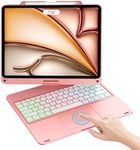 Touch Keyboard Case for iPad Air 13 M2 2024, iPad Pro 12.9 Case with Keyboard 6th/5th/4th/3rd Generation, Trackpad, 360° Rotatable, Wireless Keyboard Cover, 7 Modes Rainbow Backlits with Pencil Holder