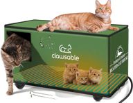 Clawsable Waterproof & Easy Assembly Cat House for Outdoor Cats in Winter, Heated or Unheated Elevated Insulated Feral Cat House, Weatherproof Cat Shelter for Barn Stray Cat (Heated, XL:25"x13"x13")