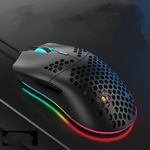 RGB Gaming Mouse Wired, Honeycomb Shell Design Ultralight 11 RGB Backlit 7200 DPI, 6 Programmable Buttons, 1.5m Receiver Cable, USB Gaming Mau for PC/Mac/Laptop, Black