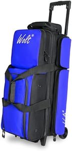 WOLT |3 Ball Bowling Bags with Wheels,3 Ball Bowling Bag with Separate Shoe Compartment,Ultra-large Capacity Bowling Ball Bag with Accessory Pocket, Retractable Handle extends to 38’’ (blue), 23077