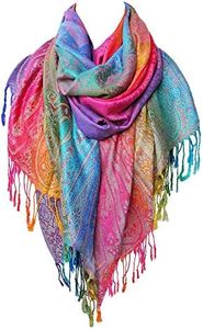 Rainbow Scarf for Women | Colorful Pashmina Scarfs | Real Rave Pashmina Shawls Wraps Lightweight - Aasma’s Dream, Pink