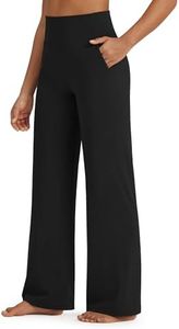 G4Free Dress Pants Women Black Trouser Style Yoga Pants for Women Straight Leg Loose Sweatpants (Black,L,33")