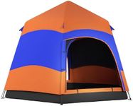 Outsunny Double Layer Instant Pop Up Tent with Rainfly, Hexagon 4 Man Dome Tent, Portable Camping Shelter with Sewn-in Groundsheet and Carry Bag, for Festival Backpacking Road Trips, Orange