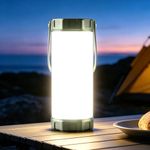 Glocusent LED Camping Lantern for Emergency, 160-LED Lantern with 1200LM, 3 Colors x 5 Brightness with SOS, IP68 Waterproof, 5000mAh Rechargeable, Essential for Power Outage, Hurricane, Storm, Hiking