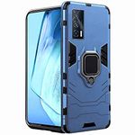 TheGiftKart Tough Armor Bumper Back Cover Case for iQOO Z5 5G | Ring Holder & Kickstand in-Built | 360 Degree Protection Back Case Cover for iQOO Z5 5G (PC & TPU | Greyish Blue)