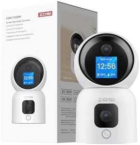 ZOSI Cámara Vigilancia WiFi Interior con Doble Lente y 1,44'' Monitor, 2,4G/5G WiFi, 3MP Lente Pan y Tilt + 3MP Lente Fija, Seguimiento de Persona, Videollamada con Gesto, C528M6