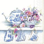 IHR FINE BONE CHINA Teapot Teacups and Flowers Luncheon Paper Table Napkins 20 in a pack 33cm square