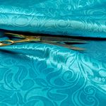 Redbrick Mill Fabrics Shiny Floral Embossed Teal Blue Velvet Pattern Upholstery Furnishing Fabric (Per Metre)