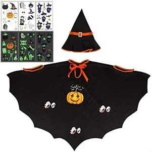 HIQE-FL Costume da Pipistrello Vampiro,Zucca Mantello con Cappello,Halloween Pipistrello Mantello,Costume Strega Bambini,Costume Halloween Bambino,Vestito Halloween Zucca,Adatto per Altezza 90-150 cm
