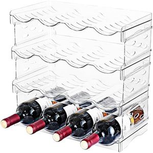 Baosia Stackable Wine Rack,Wine Bottle Holder for Inside Cabinet,for Pantry,Refrigerator,Countertop Organization-4 Tiers for 16 Bottles