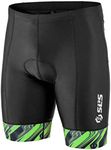 SLS3 Triathlon Shorts Mens - Padded Tri Shorts Mens Triathlon Shorts - 8" Swim Bike Triathalon Shorts, 4 Pocket FRT (Black/Green Icon, XL)