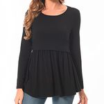 Bearsland Women’s Nursing Top Long Sleeve Scoop Neck Nursing Shirt Breastfeeding Shirts,Black,M