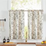 jinchan Linen Kitchen Curtains Flor