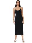 Aahwan Solid Black Spaghetti Strap Neck Midi Bodycone Casual Dress for Women's & Girls' (256-Black-M)