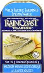 Raincoast Trading Wild Pacific Sardines Spring Water Wild-Caught High Protein Keto Friendly No Added Oil No Preservatives Omega-3 Vitamin D - Case of 12 120g Cans