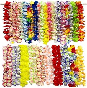 Miyumati 50Pcs Hawaiian Leis for Luau Party Bulk, Luau Leis Lays Necklace Hawaiian Party Supplies for Adults and Kids, Hawaiian Flower Leis for Tropical/Pool/Beach Themed Party