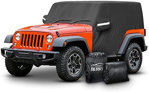 BERKSYDE Waterproof Car Cab Cover Compatible for Jeep Wrangler All Submodels 2-Doors 1987-2022 All Weather 6 Layers Half Car Cover with Storage Bag