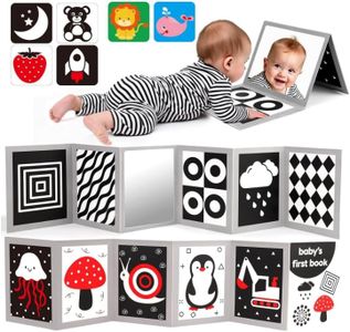 Black and White High Contrast Baby Books Flash Cards Tummy Time Mirror Toys Newborn Toys 0 3 Months Brain Development Infant Stimulating Sensory Toy 0-3 3-6 2 4 5 Months old Baby Boy Girl Shower Gifts