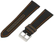 Hadley-Roma Men's MSM848RAG200 20mm Black Genuine 'Kevlar' with Orange Stitching Watch Strap