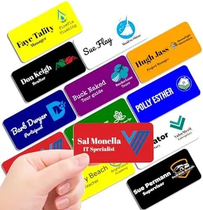 Magnet Me Up Custom Printed Magnetic Name Tag Badge with Logo (Right), 1.5x3 inch, Full-Color Customizable Identification Label, for Schools, Offices, Businesses, Made in USA