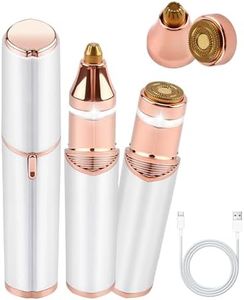 2 en 1 Épilateur Visage pour Femmes, USB Rechargeable Rasoir Visage Epilateur avec Têtes Interchangeables Lumière LED Sourcils Electrique Femme pour le Visage et les Sourcils Joue Menton