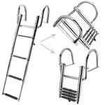 NovelBee 4 Step Inboard Boat Ladder,Stainless Steel Telescoping Step Ladder Folding Dock Ladder for Marine Boat Yacht Swimming Pool