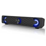 Smalody 10 watts Auxiliary, USB Mini Led Soundbar Cool Design Computer Speakers, PC Speaker Perfect for Monitor Gaming Laptop Desktop Notebook (Black)