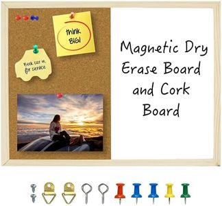 OWLKELA Dry Erase Cork Board 16.5"x12.6", Notice Pin Board, Memo Board, Vision Board, Bulletin Board for Office, Classroom or Home, Mounting Hardware and Push Pins Included, Wooden Frame