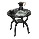 JARDIN DE CENTENNIAL Cast Aluminum Outdoor Side Table,Anti-Rust Outdoor End Table,Patio Coffee Bistro Table for Indoor,Garden,Porch,Balcony(Square Black)