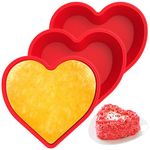 3 Pcs Silicone Heart Shaped Cake Tin 10 Inch Love Cake Moulds BPA Free Cake Baking Tray Reusable Cake Baking Pans Nonstick Cheesecake Molds Heat Resistant Cake Tins for Cake Cheesecake Chiffon