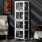 Curio Cabinets with Glass Doors Glass Display Curio Cabinet with Acrylic Doors Safe and Healthy, Double Door Design for Convenient Storage, Sealed Dustproof, Easy to Clean - White - L40*W32*H140cm