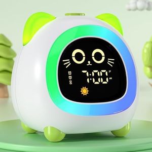Groclock Toddler Sleep Trainer Alarm Clock and Nightlight for Young Children Boys Girls Sleep Training, Wake Up Grow Clock with Emotion Changing, Snooze Up Alarms, USB-Powered