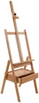 U.S. Art Supply Large Wooden H-Frame Studio Easel with Artist Storage Drawer and Shelf - Mast Adjustable to 75" High, Sturdy Beechwood Canvas Holder Stand - Organized Painting, Drawing Sketching