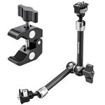 Neewer 11" Articulating Magic Arm Clamp Mount with Super Clamp, Camera Monitor Mount with 1/4" 3/8" ARRI Locating Pins & Holes for DSLR Action Camera Video Light Compatible with SmallRig Cage, ST16C