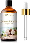 PHATOIL 3.38FL.OZ Coconut & Vanilla Fragrance Oils for Aromatherapy, Essential Oils for Diffusers for Home, Perfect for Diffuser, Yoga, DIY Candle and Soap Making - 100ml