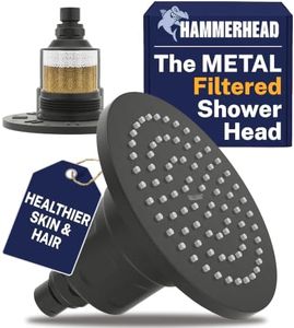 Gillian™ by HammerHead High Pressure Shower Head with Filter – Genuine KDF-55 Filtered Shower Head for Hard Water, Healthier Skin & Hair – Metal 6-Inch Rainfall Showerhead with Filters, Matte Black