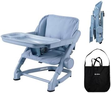 Feed Me 3-in-1 Travel High Chair Booster Seat for Infants and Toddlers - Transitional, Compact & Fits Any Chair, Swivel Tray, Airy Blue