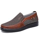 COSIDRAM Mens Slip on Loafers Walking Casual Driving Shoes Canvas Flat Lightweight Outdoor Brown 10