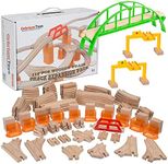 Orbrium 110 PCs Toys Multi-Level Wooden Train Track Expansion Pack with Stackable Track Riser Stabilizers Generic Fits Thomas Brio Chuggington Set