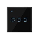 Smart Light Switch, Smart Home WiFi Wireless Panel Touch Wall Light Remote Control Switch Works with Alexa and Google Home, APP Remote Control (Black 3 Gang)